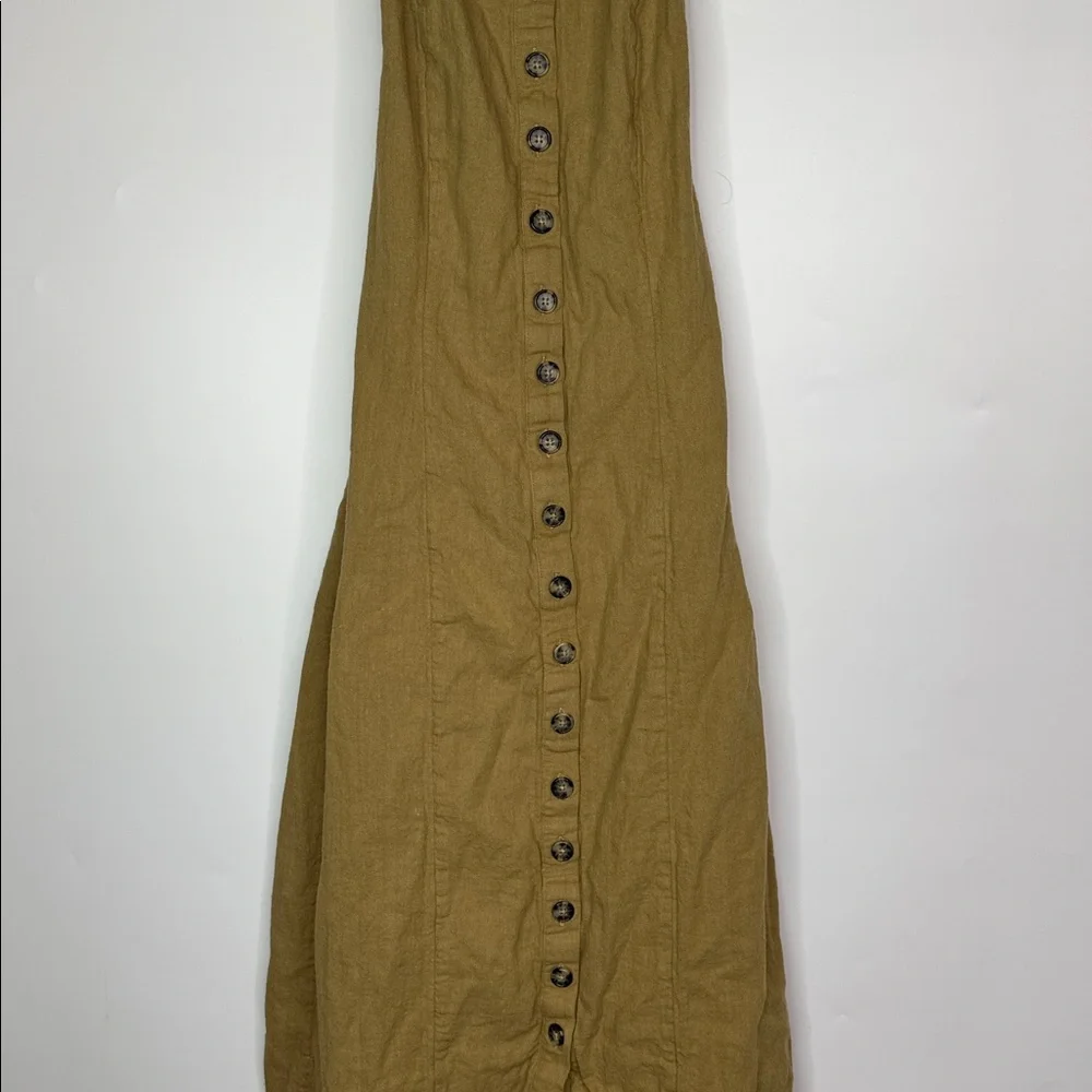 Free People Brown Linen Cotton Backless Button Dress Size XS - Picture 4 of 10